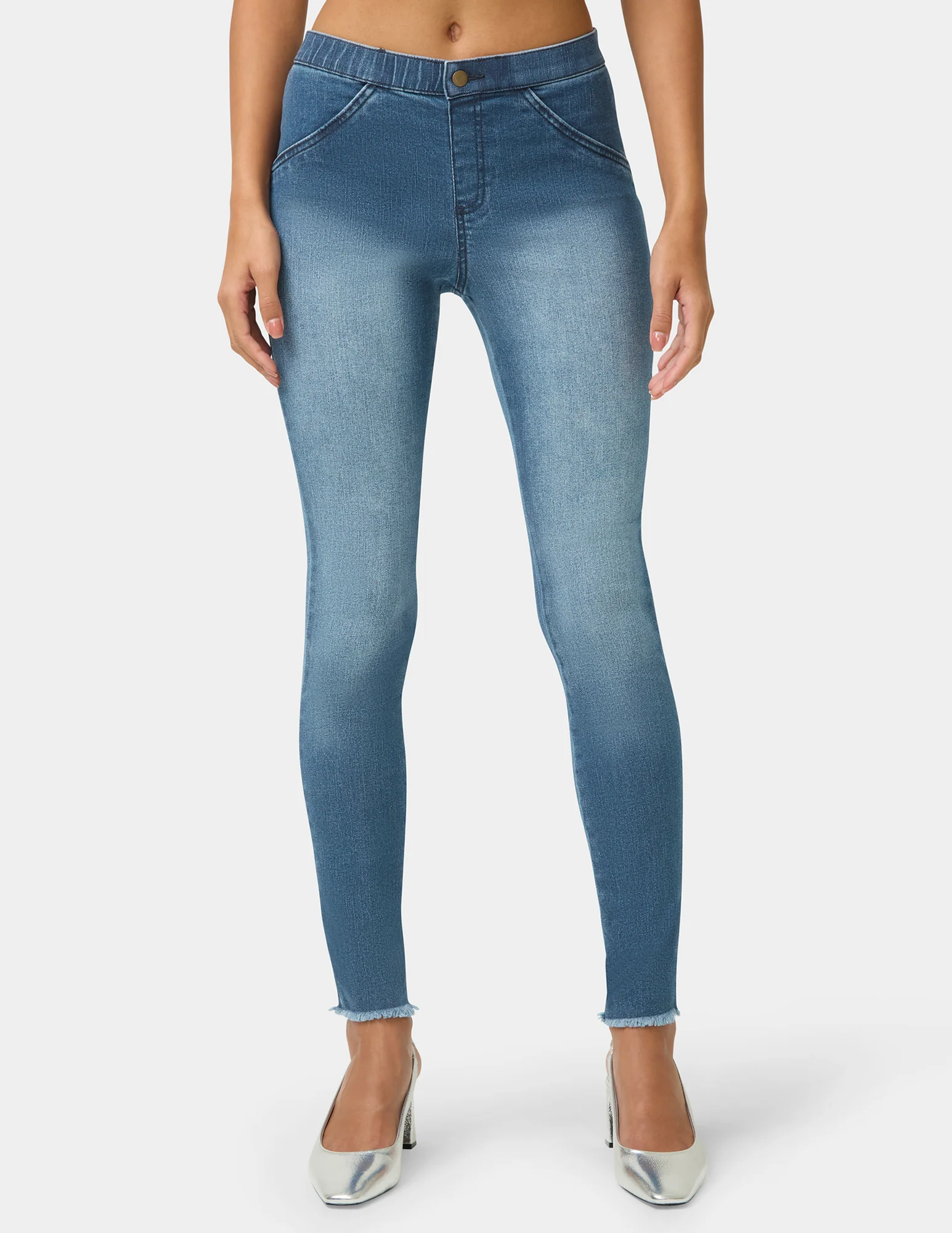 Frayed Edge Denim Leggings - Image 2