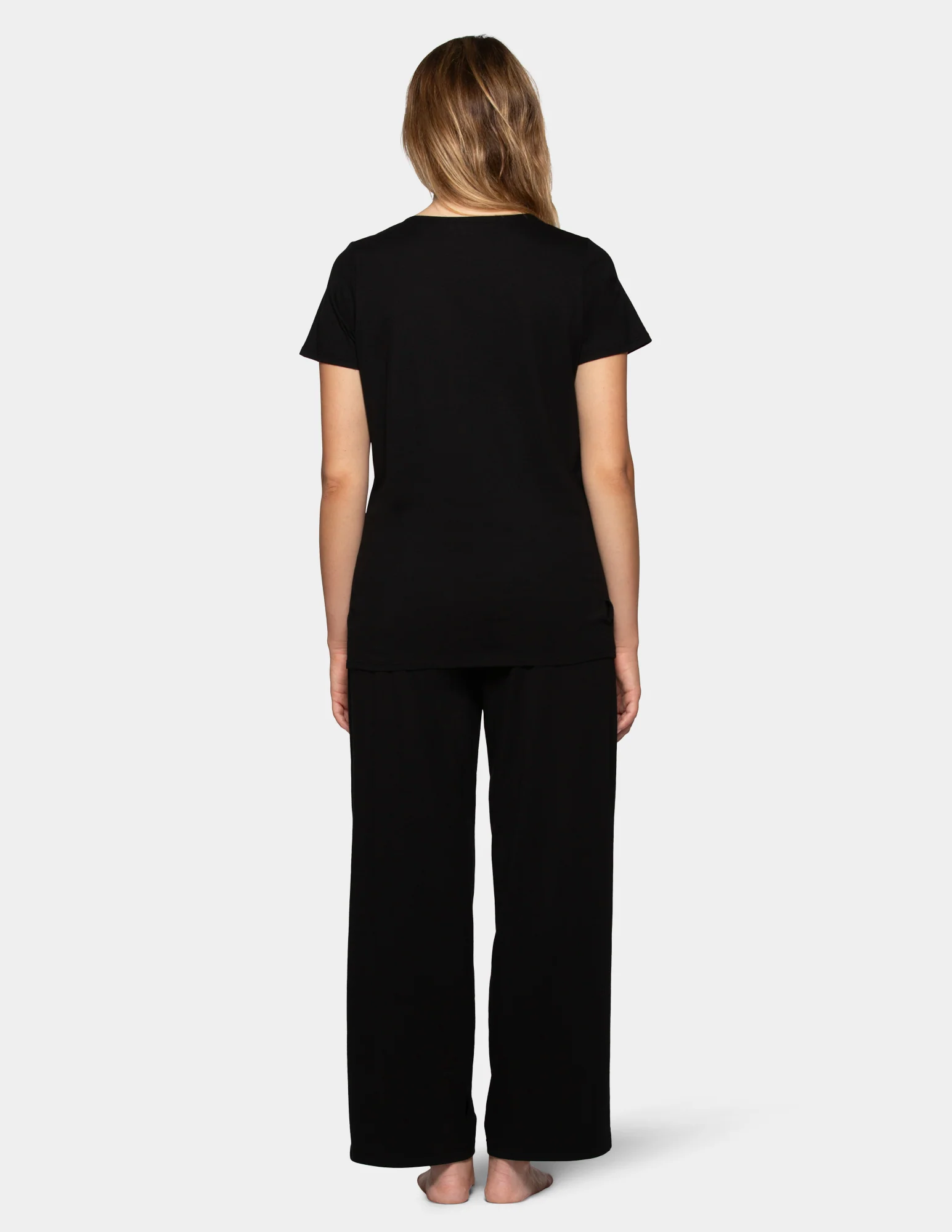 Soft & Breathable Short Sleeve Tee with Long Pant Pajama Set - Image 2