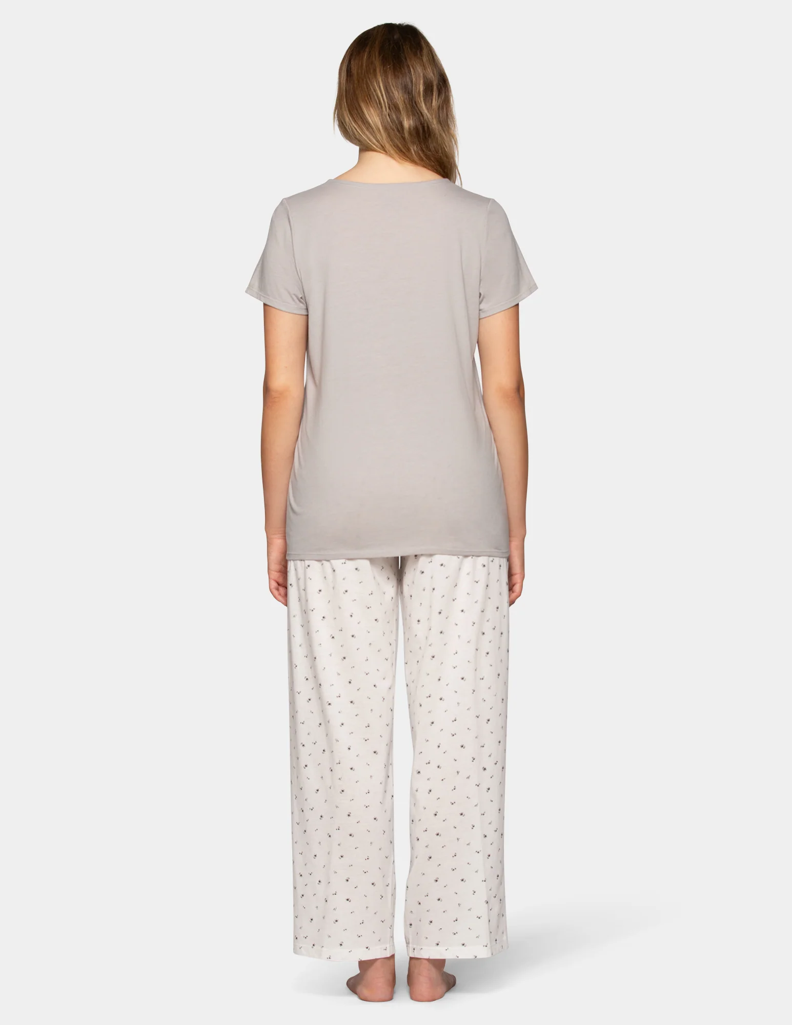 Soft & Breathable Short Sleeve Tee with Long Pant Pajama Set - Image 2