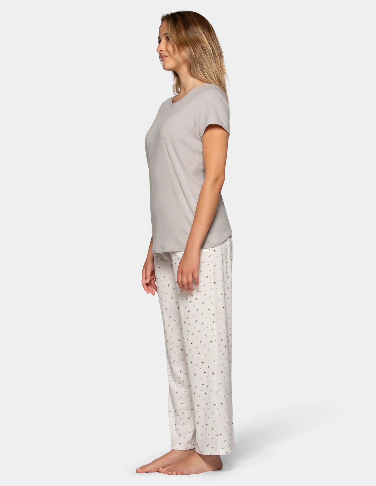 Soft & Breathable Short Sleeve Tee with Long Pant Pajama Set - Image 5