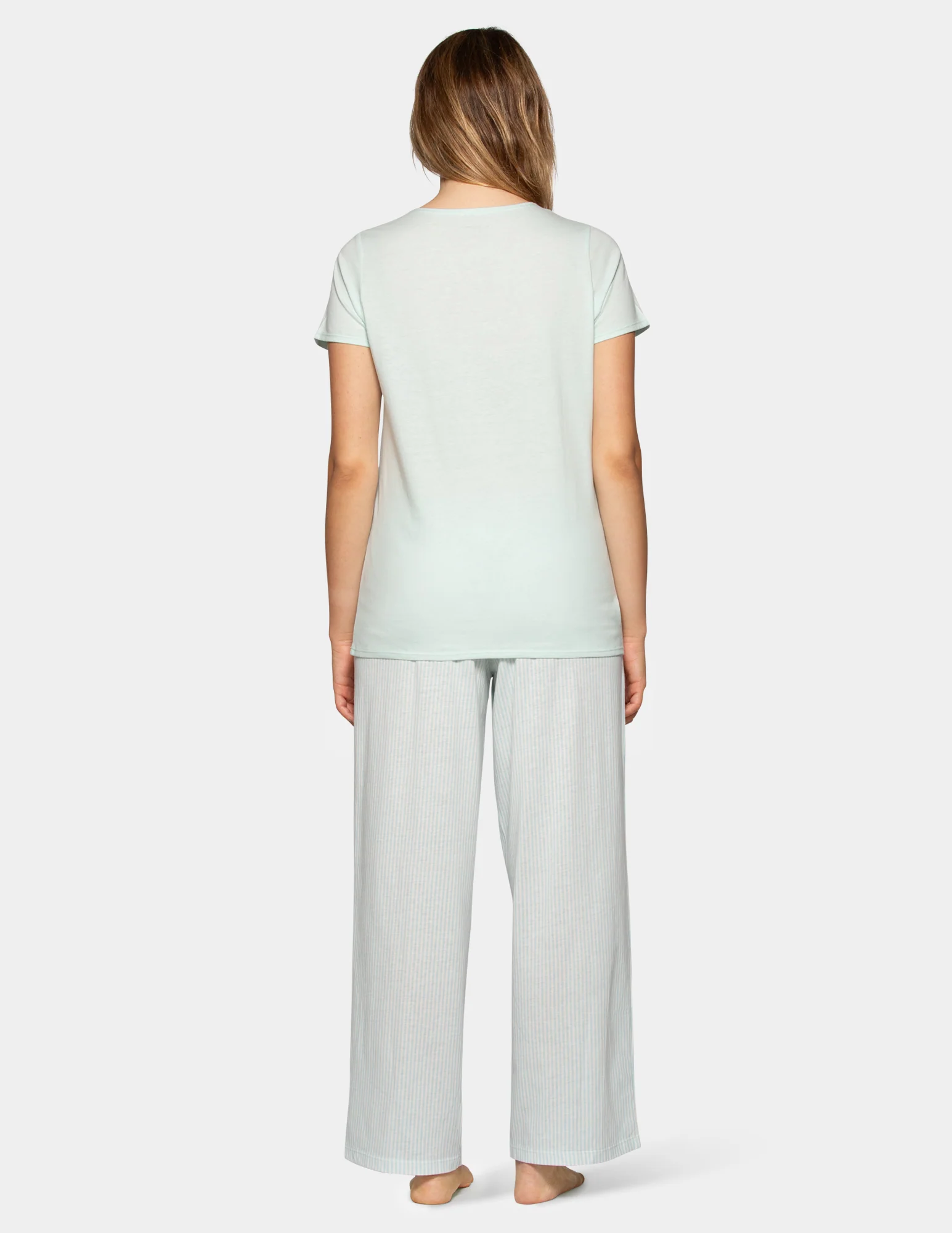 Soft & Breathable Short Sleeve Tee with Long Pant Pajama Set - Image 2