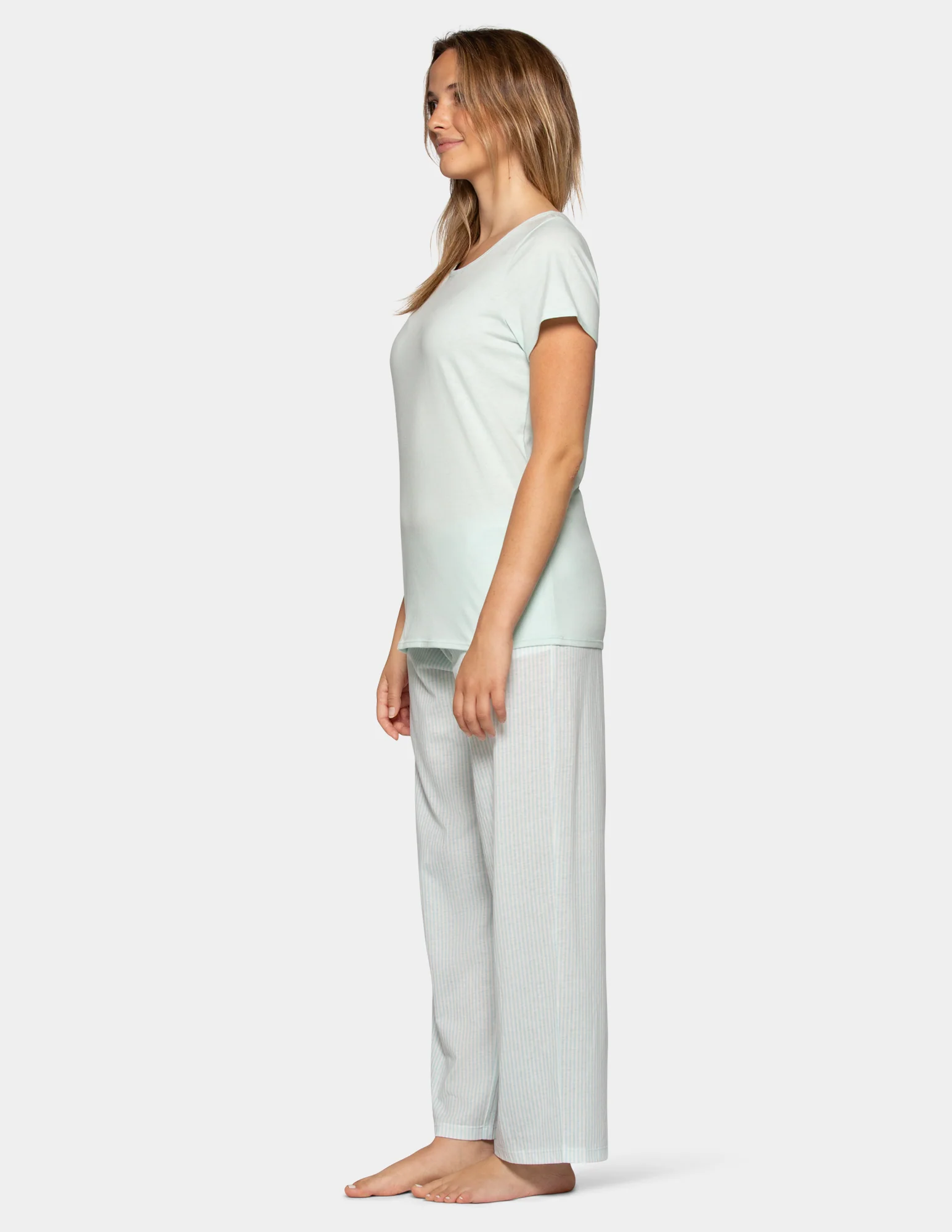 Soft & Breathable Short Sleeve Tee with Long Pant Pajama Set - Image 5